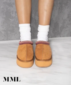 Miss Moda Luxe Camel Tazmin Aztec Detail Faux Fur Lining Platform Slipper -Miss Moda Luxe Shop camelfront 47820fc6 1ace 4259 91df 5ed0d0d69f83