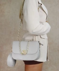 Miss Moda Luxe WOMEN'S GREY POUCH SHOULDER BAG