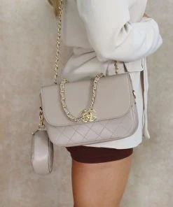 Miss Moda Luxe WOMEN'S BEIGE POUCH SHOULDER BAG