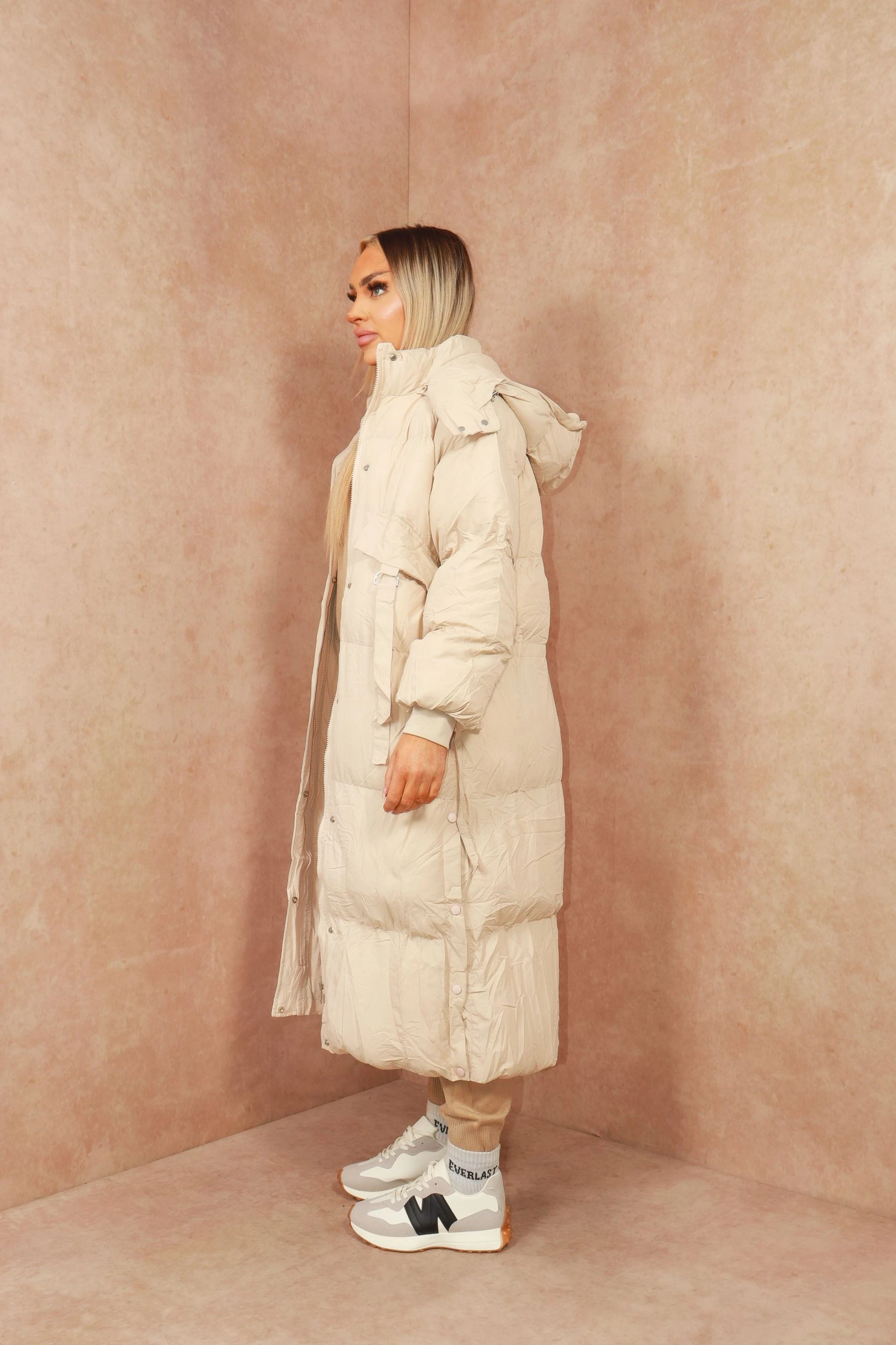 Miss Moda Luxe Beige Long-line Tassel Detailing Puffer Jacket 5 Miss Moda Luxe Beige Long-line Tassel Detailing Puffer Jacket - Image 5