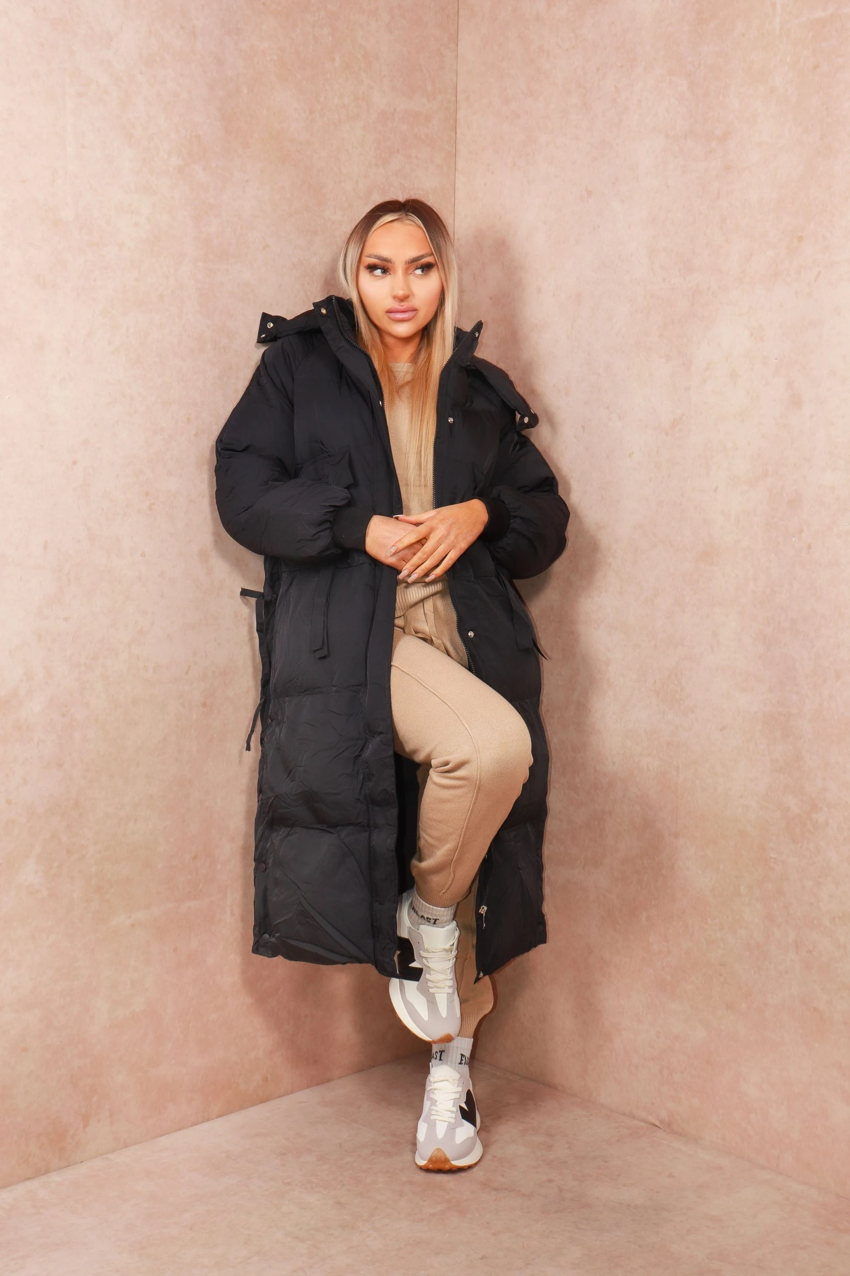 Miss Moda Luxe Black Long-line Tassel Detailing Puffer Jacket 2 Miss Moda Luxe Black Long-line Tassel Detailing Puffer Jacket - Image 2