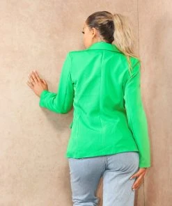 Miss Moda Luxe Green Premium Structured Gold Button Detailed Blazer -Miss Moda Luxe Shop colourblazers 10 scaled