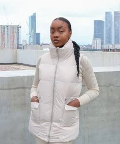 Miss Moda Luxe Cream Puffer Gilet With Pockets
