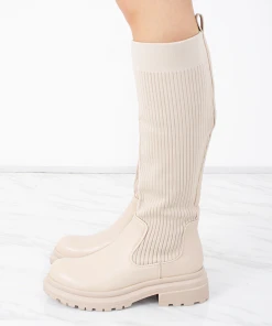 Miss Moda Luxe Beige Ribbed Knee High Sock Boot With Leather Detail 6 Miss Moda Luxe Beige Ribbed Knee High Sock Boot With Leather Detail -Miss Moda Luxe Shop creamside e77a0b0b e660 4645 a962 647e978a3a99