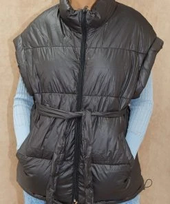 Miss Moda Luxe Black Cuffed Longline Puffer Gilet -Miss Moda Luxe Shop cuffedgiletblack scaled