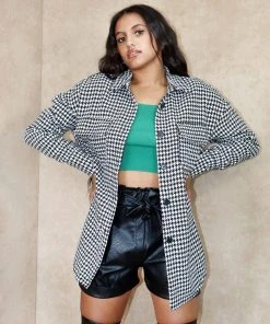 Miss Moda Luxe Dogtooth Quilted Oversized Shacket