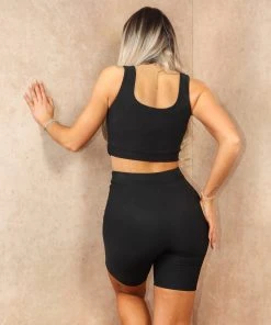 Miss Moda Luxe Black Sculpting Crop Top Gold Button Detailed Short Set -Miss Moda Luxe Shop festival 20 scaled