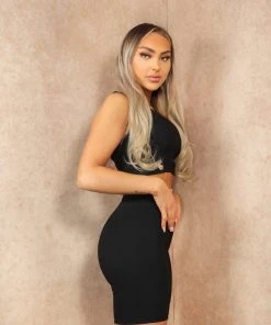 Miss Moda Luxe Black Sculpting Crop Top Gold Button Detailed Short Set -Miss Moda Luxe Shop festival 25 scaled