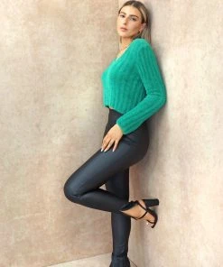 Miss Moda Luxe Black Split Hem Faux Leather Legging 6 Miss Moda Luxe Black Split Hem Faux Leather Legging -Miss Moda Luxe Shop fluffygreenandsplitleggings2 scaled