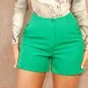 Miss Moda Luxe Green Tailored Button Up Shorts
