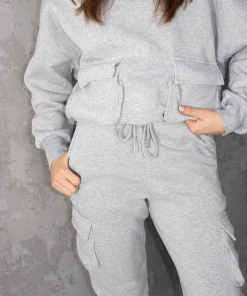 Miss Moda Luxe Grey Cargo Pocket Co Ord Tracksuit Set -Miss Moda Luxe Shop grey4 83b56d79 69a1 42e8 a027 cc2e662109e5