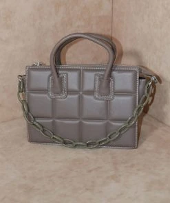 Miss Moda Luxe Padded Chain Detail Handbag Grey