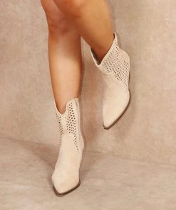 Miss Moda Luxe Beige Cut Out Heeled Cowboy Boots -Miss Moda Luxe Shop holey2 scaled