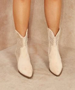Miss Moda Luxe Beige Cut Out Heeled Cowboy Boots -Miss Moda Luxe Shop holey4 scaled