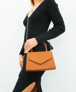 Miss Moda Luxe Tan Soft Faux Leather Envelope Handbag