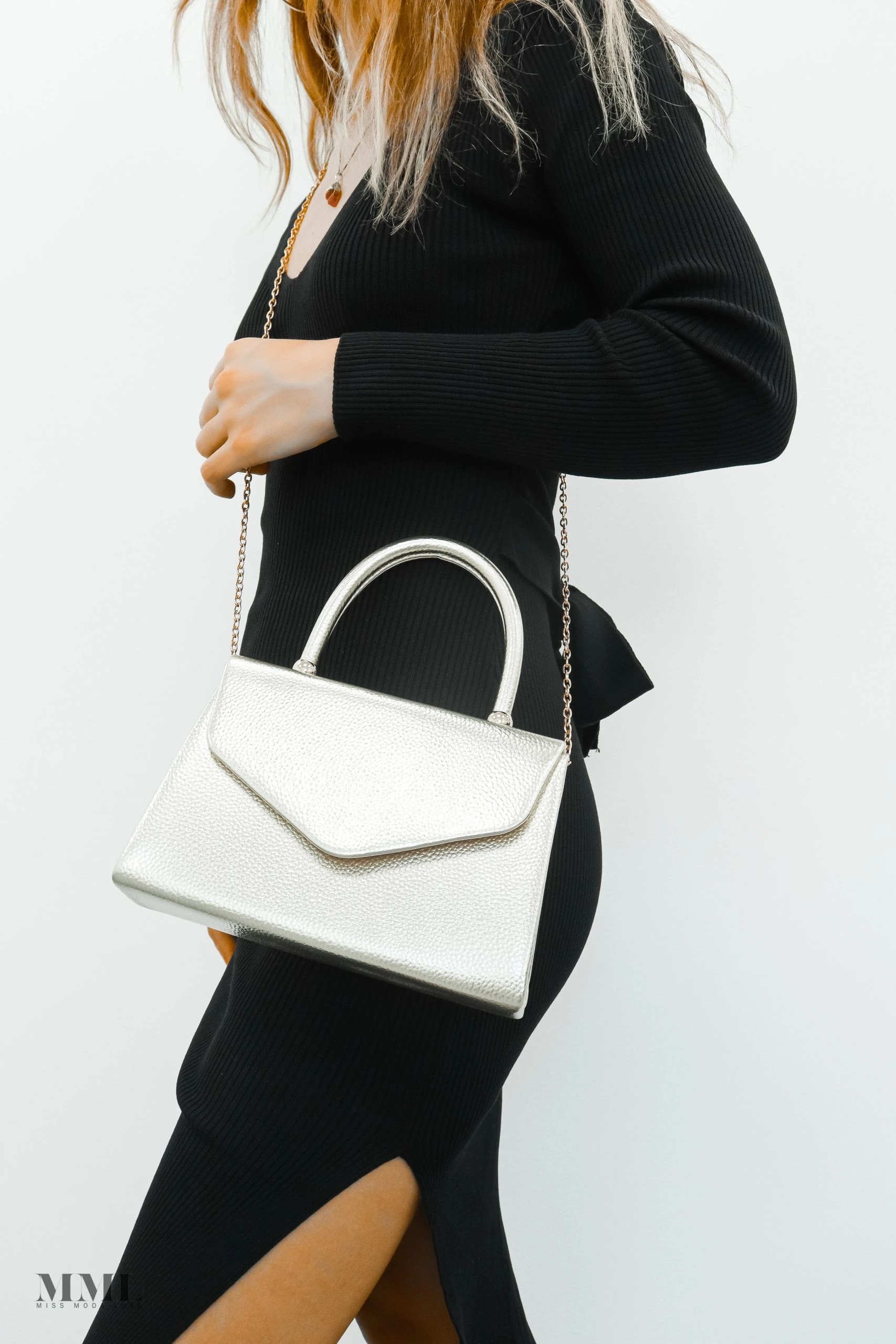 Miss Moda Luxe Metallic Silver Soft Faux Leather Envelope Handbag 1 Miss Moda Luxe Metallic Silver Soft Faux Leather Envelope Handbag