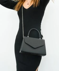 Miss Moda Luxe Black Soft Faux Leather Envelope Handbag -Miss Moda Luxe Shop hollymirror 182 scaled