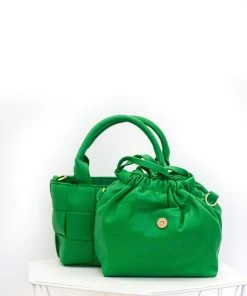 Miss Moda Luxe GREEN WOVEN BUCKET BAG AND POUCH -Miss Moda Luxe Shop hollymirror 191 scaled