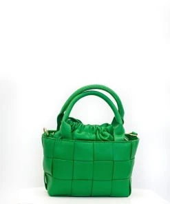 Miss Moda Luxe GREEN WOVEN BUCKET BAG AND POUCH