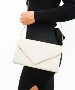 Miss Moda Luxe ENVELOPE BEIGE CLUTCH CHAIN HANDBAG