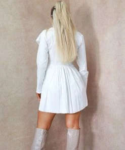 Miss Moda Luxe White Ruffle Neck Frill Button Up Cotton Shirt Dress Smock 5 Miss Moda Luxe White Ruffle Neck Frill Button Up Cotton Shirt Dress Smock -Miss Moda Luxe Shop jan05 15edit scaled