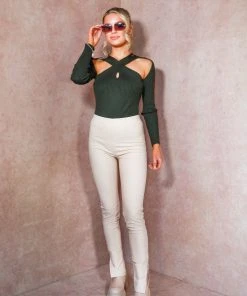 Miss Moda Luxe RIBBED CUT OUT LONGSLEEVE BODYSUIT KHAKI -Miss Moda Luxe Shop jesscorner 18 scaled