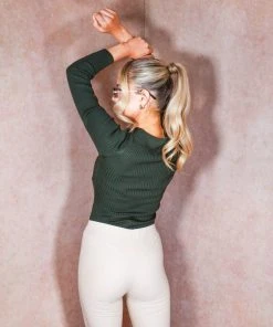 Miss Moda Luxe RIBBED CUT OUT LONGSLEEVE BODYSUIT KHAKI -Miss Moda Luxe Shop jesscorner 20 scaled