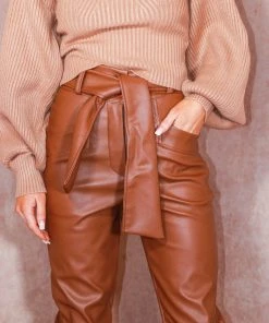 Miss Moda Luxe TIE WAIST PU FAUX LEATHER CARGO JOGGERS TAN -Miss Moda Luxe Shop jesscorner 24 scaled