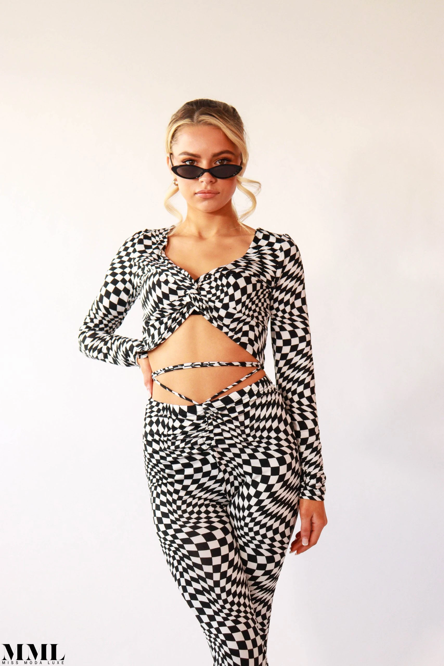 Miss Moda Luxe THE ILLUSION CHECKERBOARD CO ORD BLACK/WHITE 9 Miss Moda Luxe THE ILLUSION CHECKERBOARD CO ORD BLACK/WHITE - Image 9