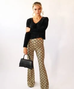 Miss Moda Luxe THE GLITTER PRINT FLARES