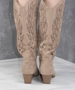 Miss Moda Luxe Taupe Faux Suede Western Style Knee High Cut Out Cowboy Boot -Miss Moda Luxe Shop khaki4 71b2db60 8aef 4984 ab85 eb4faa3caa0b