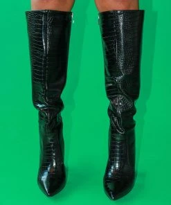 Miss Moda Luxe KYLIE Black Faux Croc Knee High Heeled Boot 7 Miss Moda Luxe KYLIE Black Faux Croc Knee High Heeled Boot -Miss Moda Luxe Shop kylieboots 16 scaled