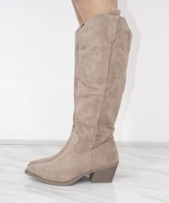 Miss Moda Luxe Taupe Faux Suede Knee High Embroidered Heeled Cowboy Boots 8 Miss Moda Luxe Taupe Faux Suede Knee High Embroidered Heeled Cowboy Boots -Miss Moda Luxe Shop new3