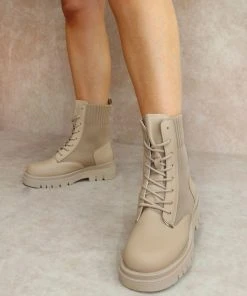 Miss Moda Luxe NICKI Beige Knitted Chunky Sole Biker Boot -Miss Moda Luxe Shop nickiedit scaled