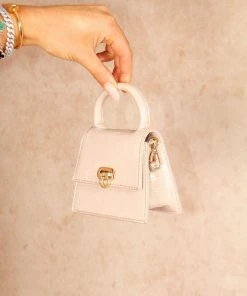 Miss Moda Luxe Beige Faux Croc Micro Mini Bag
