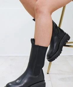 Missmodaluxe PULL UP TALL BLACK MOTO BOOT