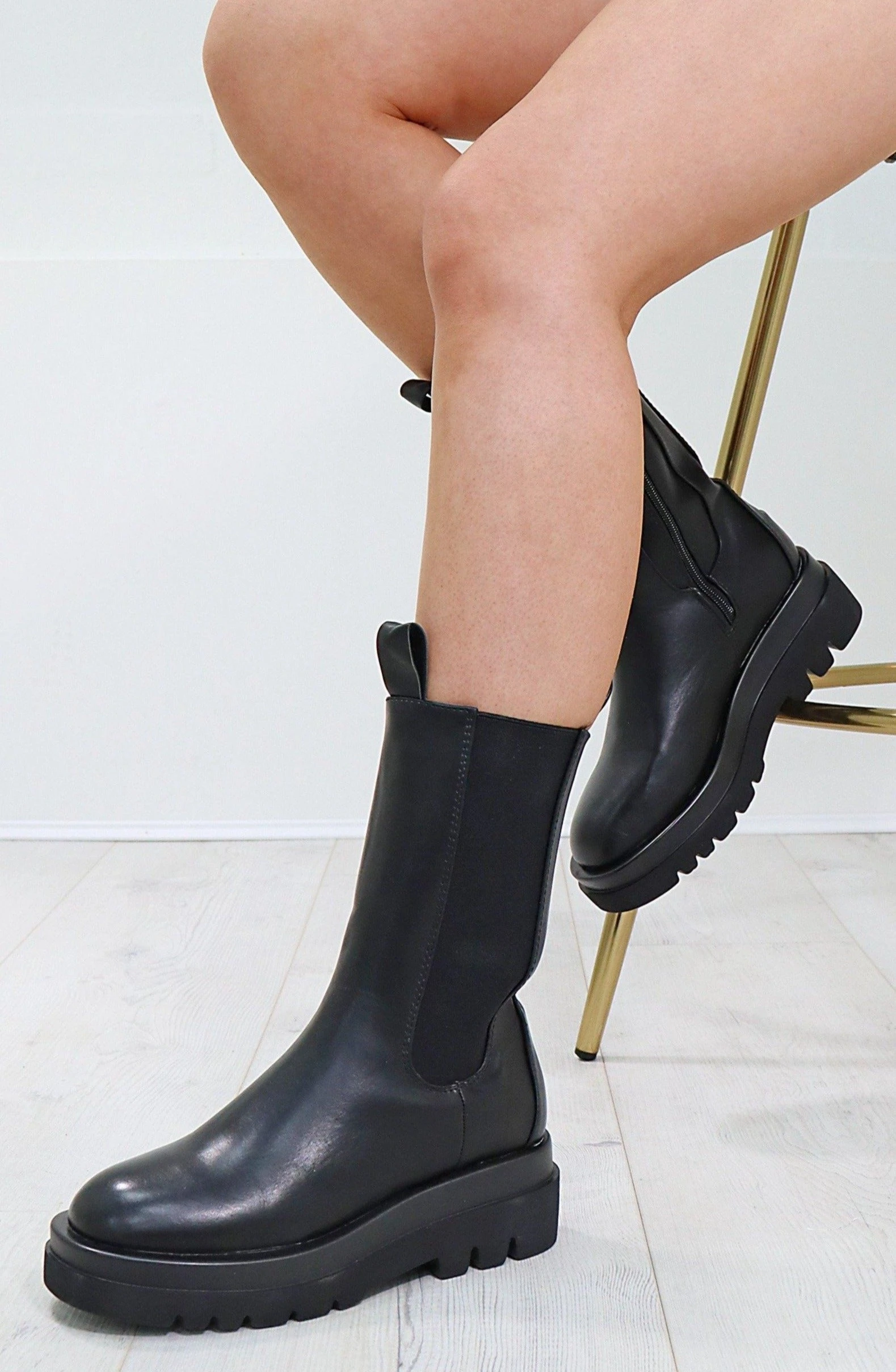 Missmodaluxe PULL UP TALL BLACK MOTO BOOT 1 Missmodaluxe PULL UP TALL BLACK MOTO BOOT