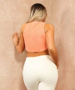 Miss Moda Luxe Coral Basic Luxury Ribbed Racer Vest Crop Top -Miss Moda Luxe Shop racercrop 10 scaled