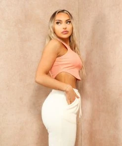 Miss Moda Luxe Coral Basic Luxury Ribbed Racer Vest Crop Top -Miss Moda Luxe Shop racercrop 13 scaled