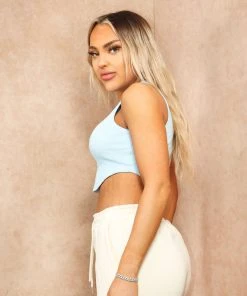 Miss Moda Luxe Blue Basic Luxury Ribbed Racer Vest Crop Top -Miss Moda Luxe Shop racercrop 16 scaled