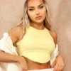 Miss Moda Luxe Yellow Basic Luxury Ribbed Racer Vest Crop Top