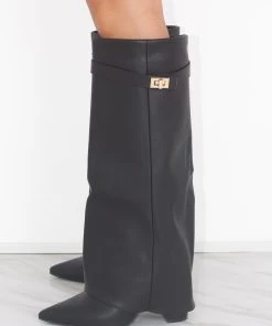 Miss Moda Luxe Black Leather Fold Over Shark Classic Buckle Knee High Boot 6 Miss Moda Luxe Black Leather Fold Over Shark Classic Buckle Knee High Boot -Miss Moda Luxe Shop redo 083 scaled