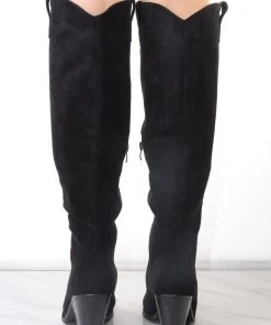 Miss Moda Luxe Black Faux Suede Knee High Toe Cap Cowboy Boot -Miss Moda Luxe Shop redo 116 scaled