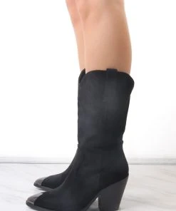 Miss Moda Luxe Black Faux Suede Mid Length Toe Cap Cowboy Boot -Miss Moda Luxe Shop redo 121 scaled
