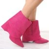 Miss Moda Luxe Pink Diamante Fold Over Shark Ankle Boot
