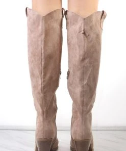 Miss Moda Luxe Taupe Faux Suede Knee High Toe Cap Cowboy Boot -Miss Moda Luxe Shop redo 225 scaled