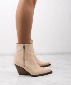 Miss Moda Luxe Beige Ankle Faux Suede Embroidered Cowboy Boot -Miss Moda Luxe Shop redo 259 scaled