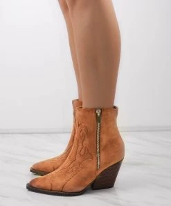 Miss Moda Luxe Camel Ankle Faux Suede Embroidered Cowboy Boot -Miss Moda Luxe Shop redo 268 scaled