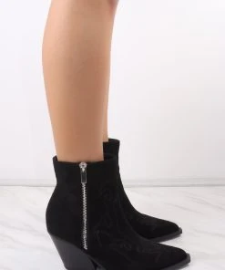 Miss Moda Luxe Black Ankle Faux Suede Embroidered Cowboy Boot -Miss Moda Luxe Shop redo 281 scaled
