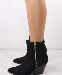 Miss Moda Luxe Black Ankle Faux Suede Embroidered Cowboy Boot -Miss Moda Luxe Shop redo 283 scaled